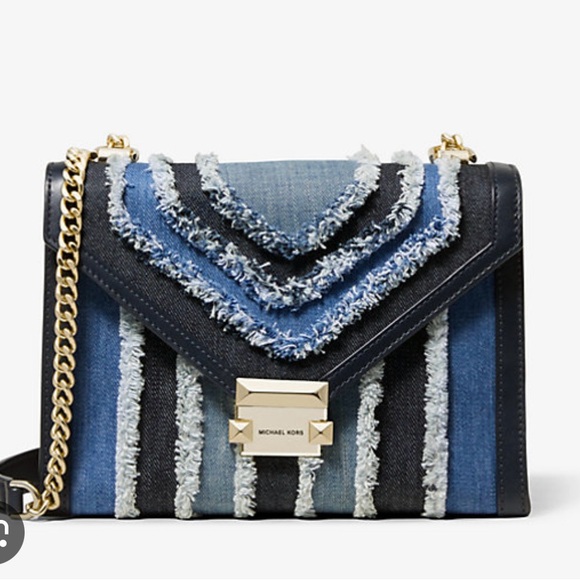Michael Kors Whitney Blue Denim Cross-Body Shoulder Bag NWT